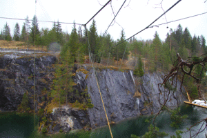 Веревочный мост над Рускеальским карьером
